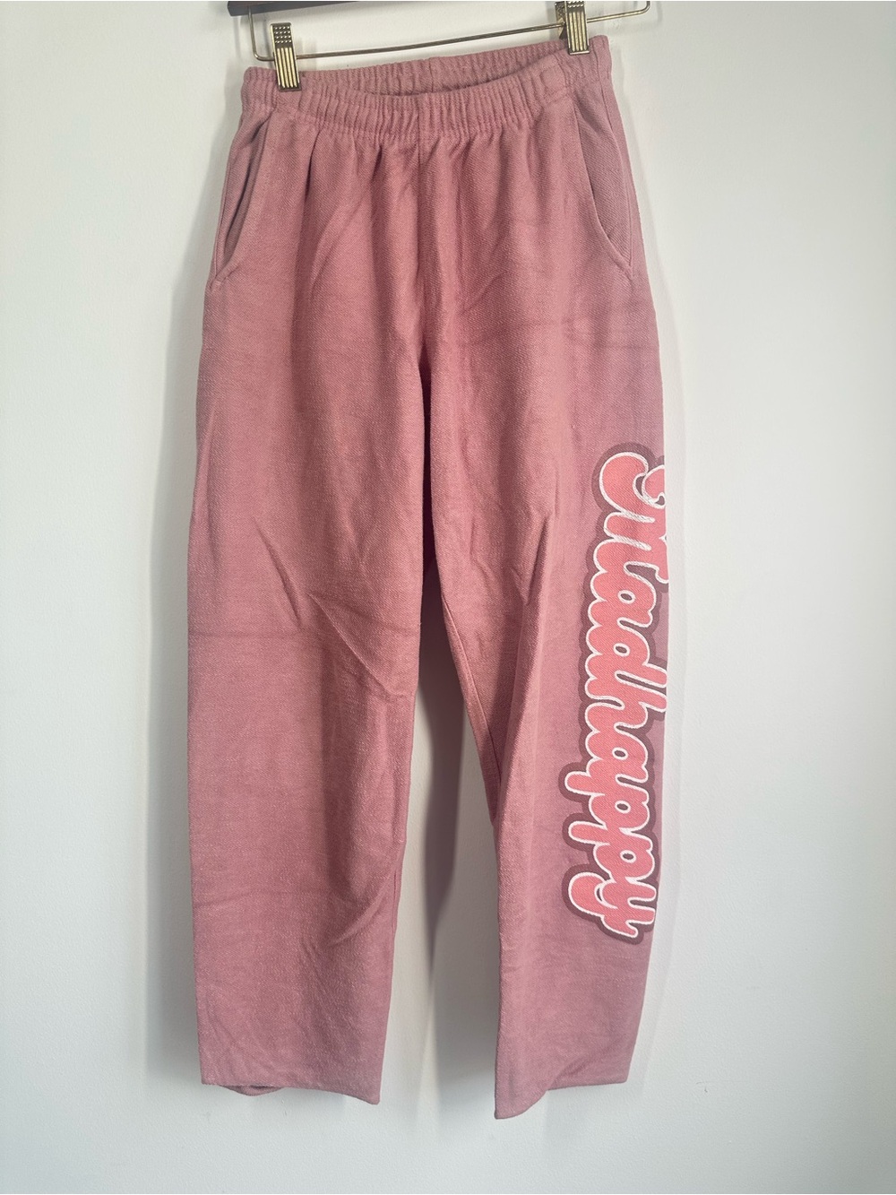 Madhappy Pink Spellout Logo Wide Leg Sweatpants Size XS